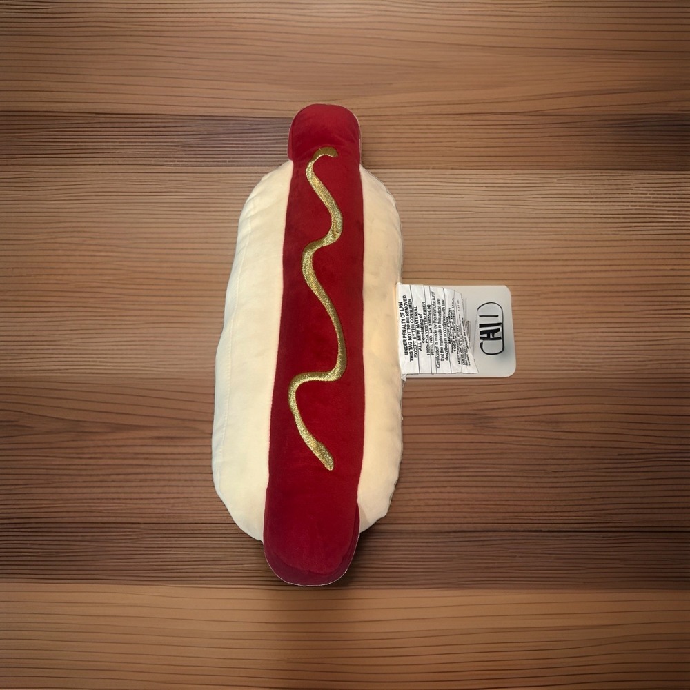 Room Essentials 18‑Inch Hot Dog Plush Toss Pillow; Gag Gift, Room Decor, Novelty
